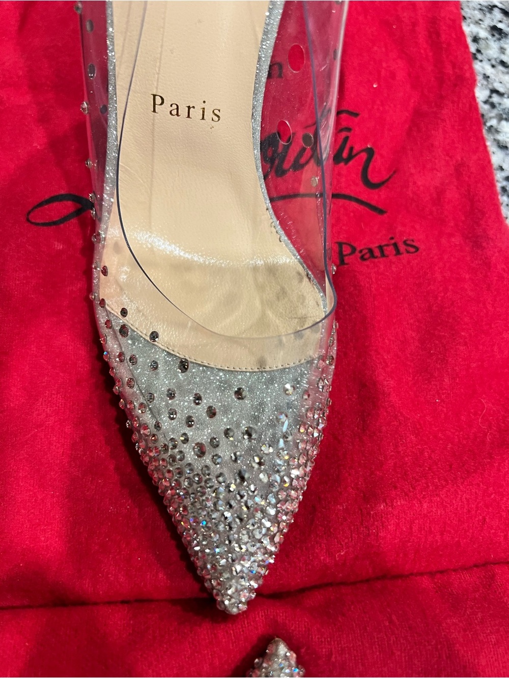 Christian Louboutin Silver Crystal-Embellished Pointed Pump